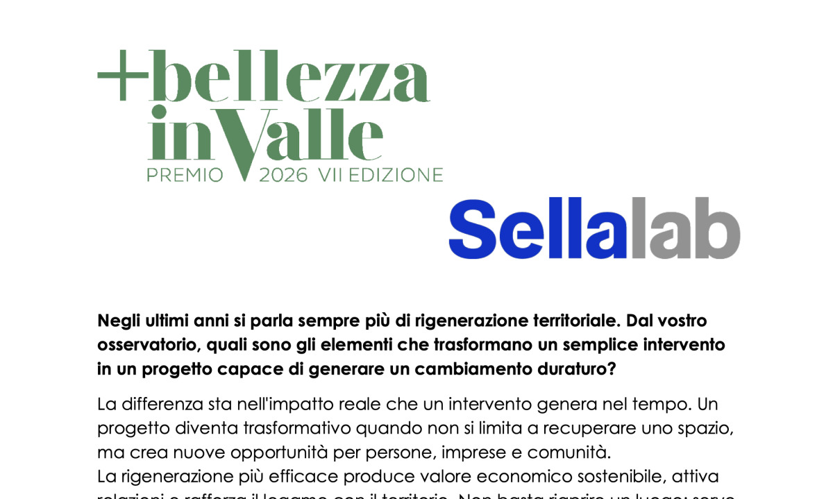Premio Sellalab - Intervista 2026 | Premio +bellezza in Valle