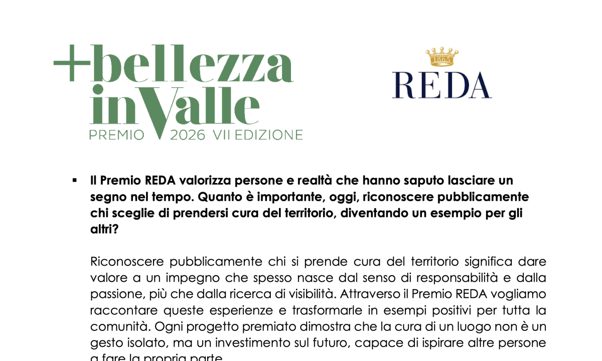 Premio Reda - Intervista 2026 | Premio +bellezza in Valle